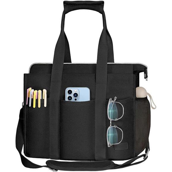 Canvas Tote Bags for Women with Zipper Large Crossbody Tote Bag for Women Black - Picture 1 of 4